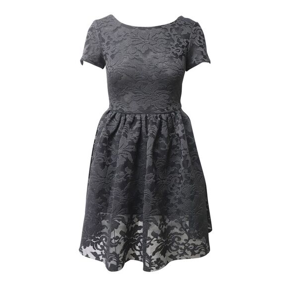 Maje Rimia Lace Mini Dress in Black Cotton